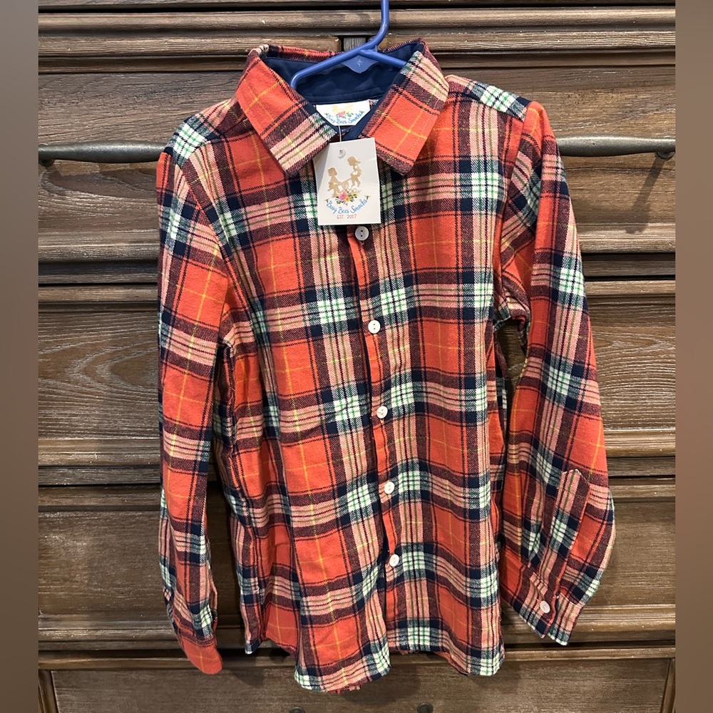 Busy Bee Smocks Plaid Flannel Button Down size 7